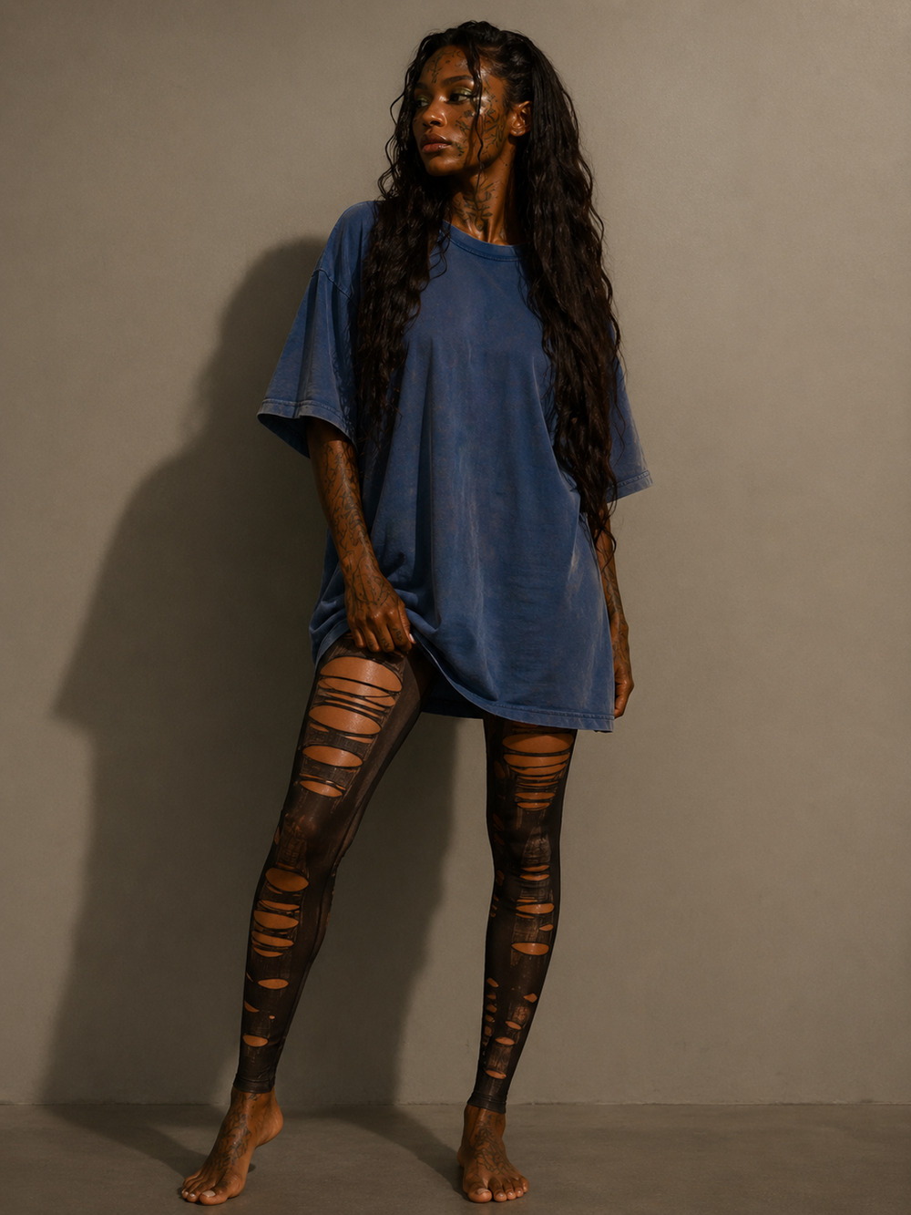 Black Slasher Hand Constructed Tights